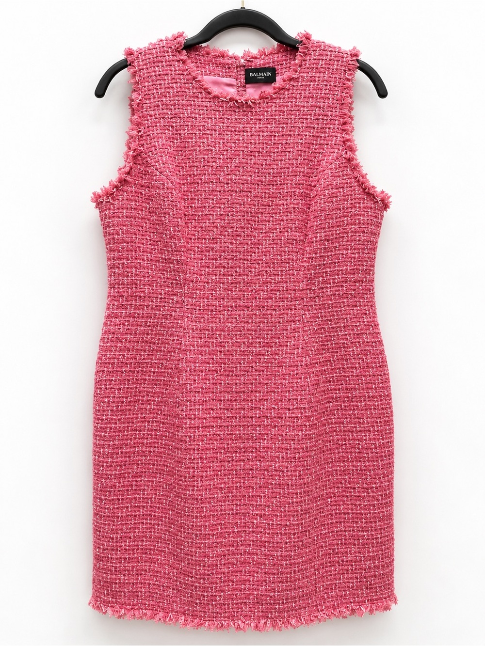 Balmain Flared Tweed Dress Pink Mini Dress